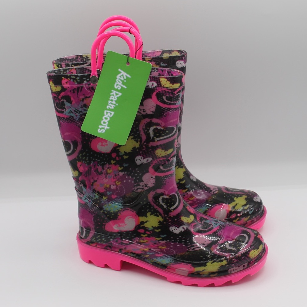 Kids Rain Boots with Pink Soles